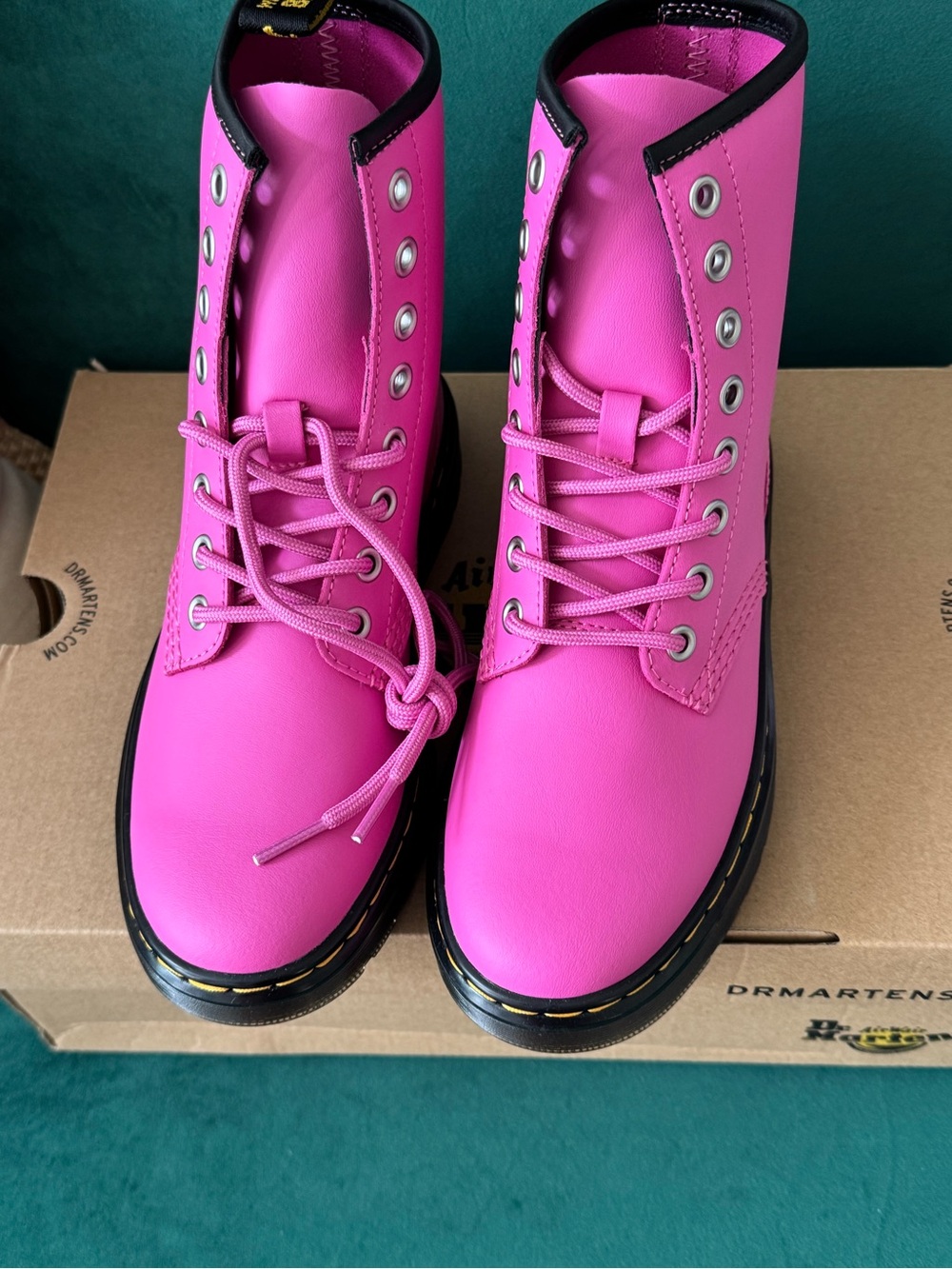 Dr. Martens Hot Pink Lace-Up Platform Boots - Picture 3 of 4
